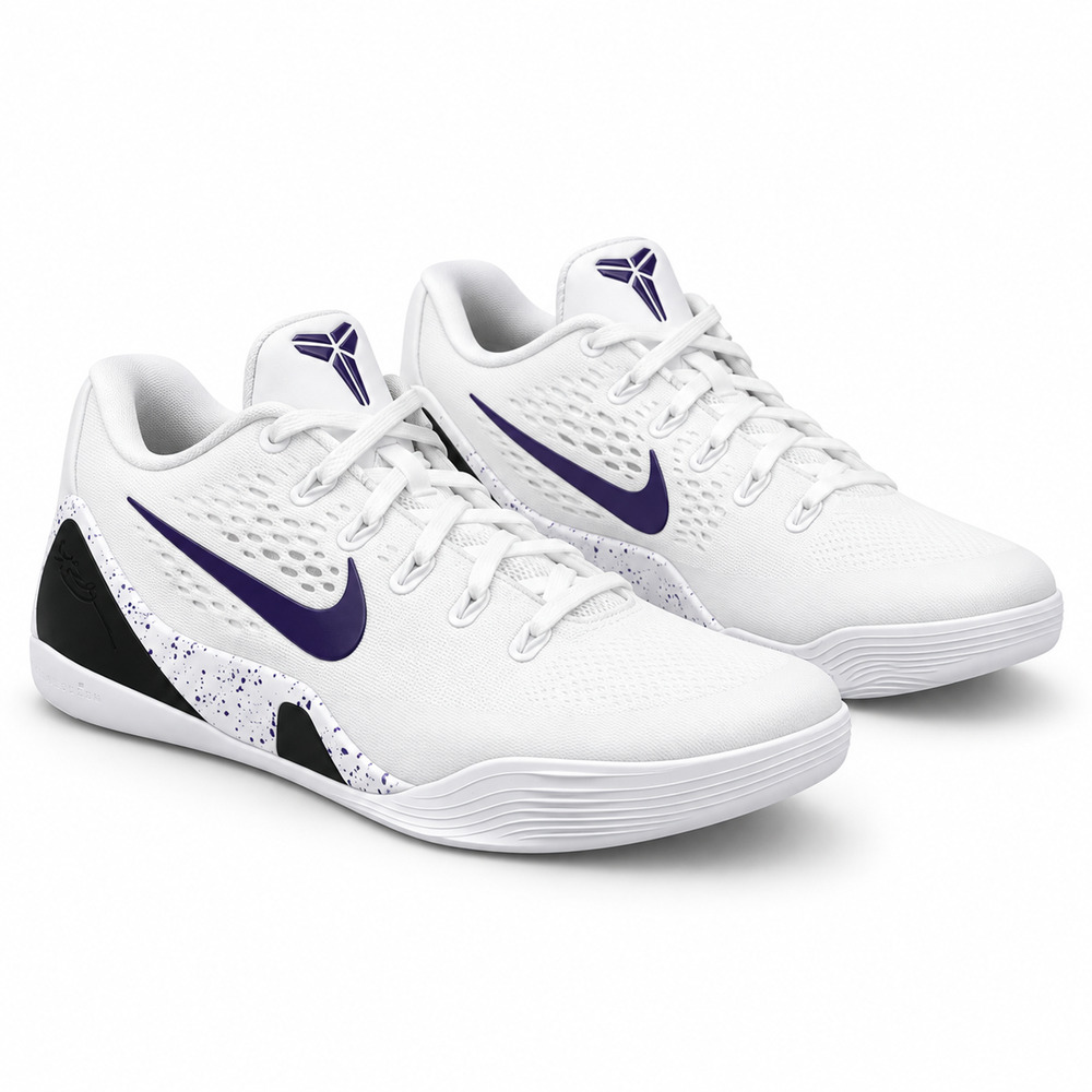 Nike Kobe IX Elite Low Men's Sz 8 White Purple Basketball Shoes IH1401 100 NEW